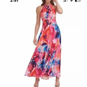 Eliza J Multicolor Floral Halter Maxi Dress